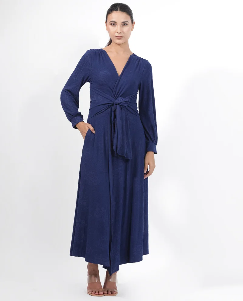 Rareism Women's Elegant Bishop Sleeve Maxi Dress