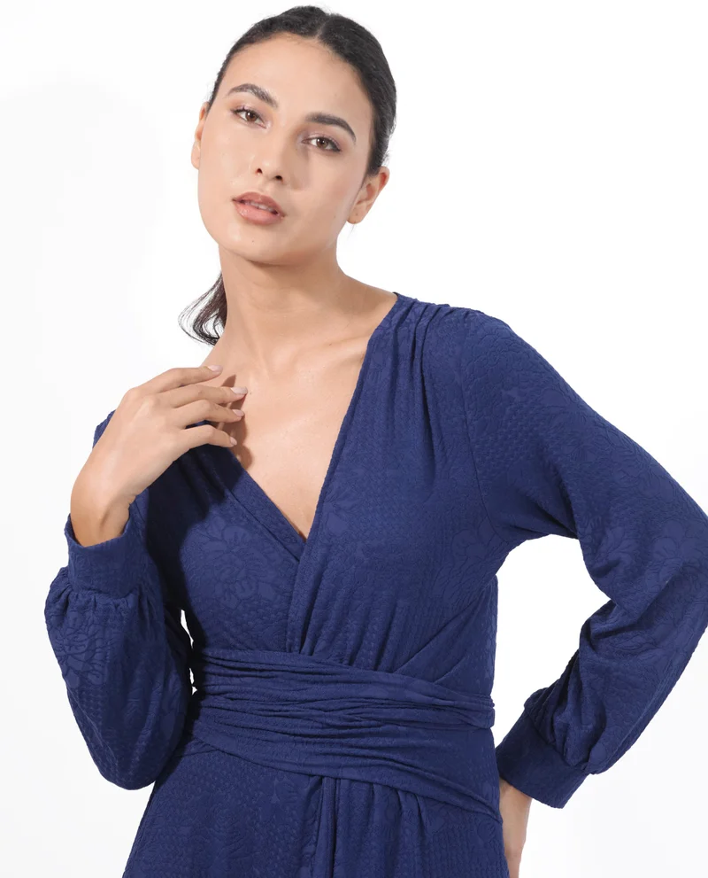 Rareism Women's Elegant Bishop Sleeve Maxi Dress