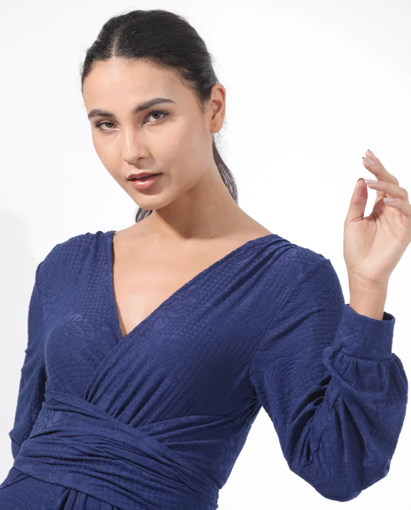 ريريزم Women's Elegant Bishop Sleeve Maxi Dress