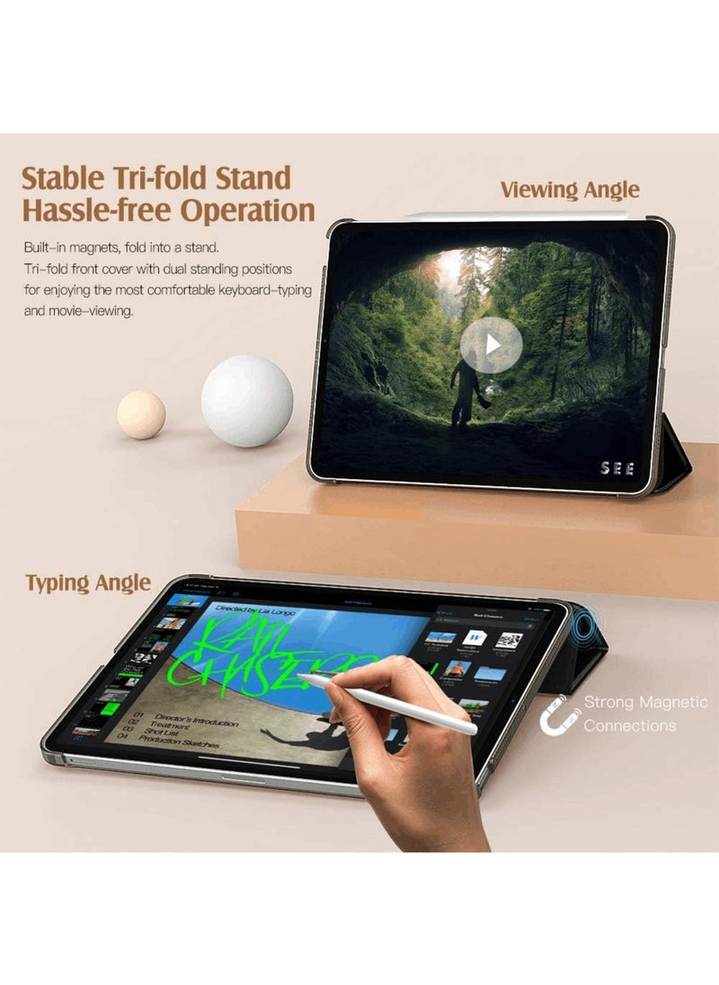 Aookay - [1+1] Case Compatible with iPad Air 11-Inch M3/M2 (2025/2024), with 1 Pack Screen Protector, Slim Hard Translucent Back Cover, Support Auto Wake/Sleep (Translucent Matte Black) - Image 1