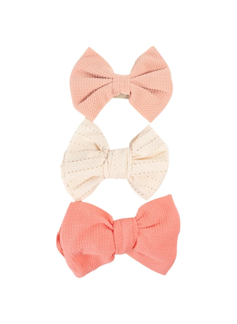 Bambimici Bambimici - Lara Assorted Ribbon Bow Headband for Babies - Cream, Pink, Dark Orange