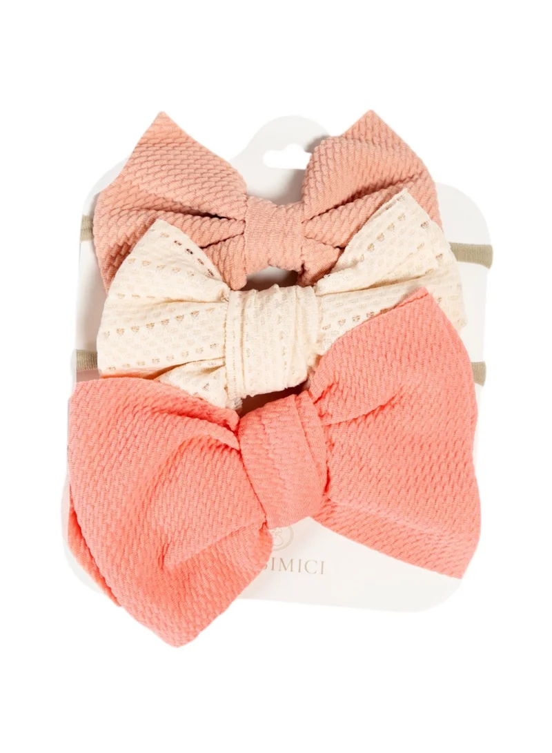 Bambimici Bambimici - Lara Assorted Ribbon Bow Headband for Babies - Cream, Pink, Dark Orange