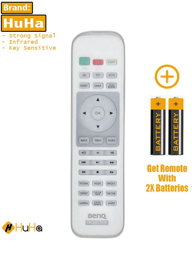 HuHa - BenQ Remote Control Fit for BenQ Digital Projector HT2050A W1050S HT1075 W2000 TH670 HT2050 HT4050 W1350 W1050 HT1070A W2000 HT3050 HT1085ST W3000 - Image 1