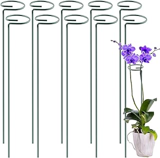 HiGift HiGift 10 Pack Plant Stakes and Supports, 18 inch Metal Flower Stakes for Potted Plant Indoor, Garden Stakes for Tall  - Image 1