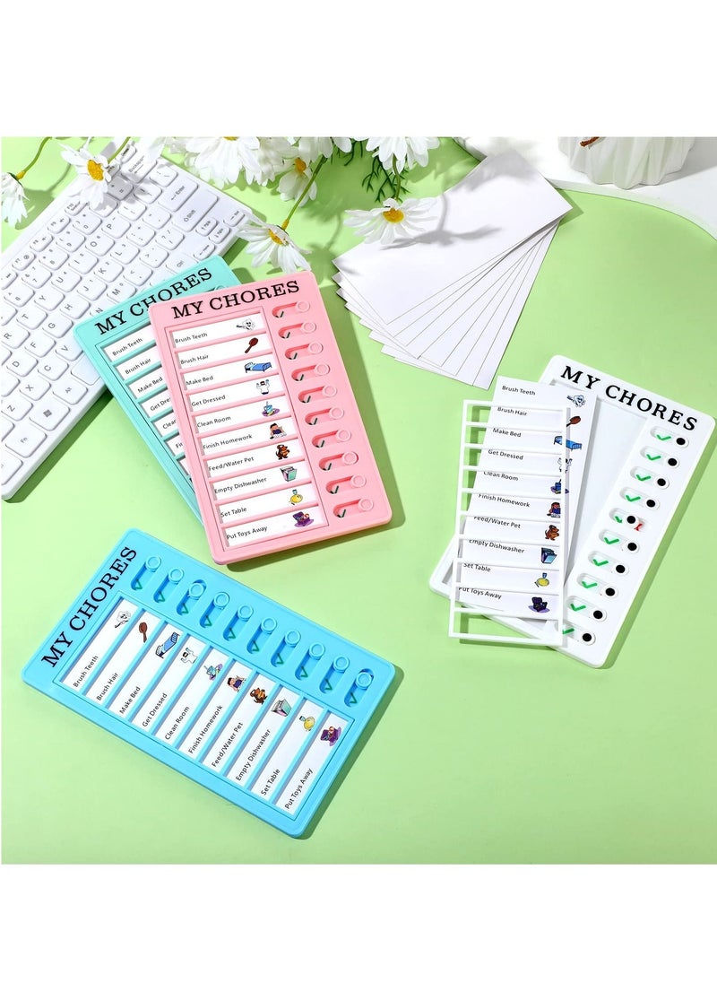 Homeosoobone - 4 Pcs Blank Chore Chart for Multiple Kids, Plastic Checklist Board with 10 Detachable Cardstock for Home Routine Planning (My Chores) - Image 1