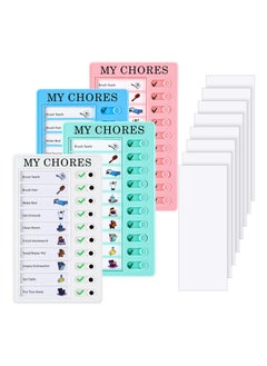 4 Pcs Blank Chore Chart for Multiple Kids, Plastic Checklist Board with 10 Detachable Cardstock for Home Routine Planning (My Chores)