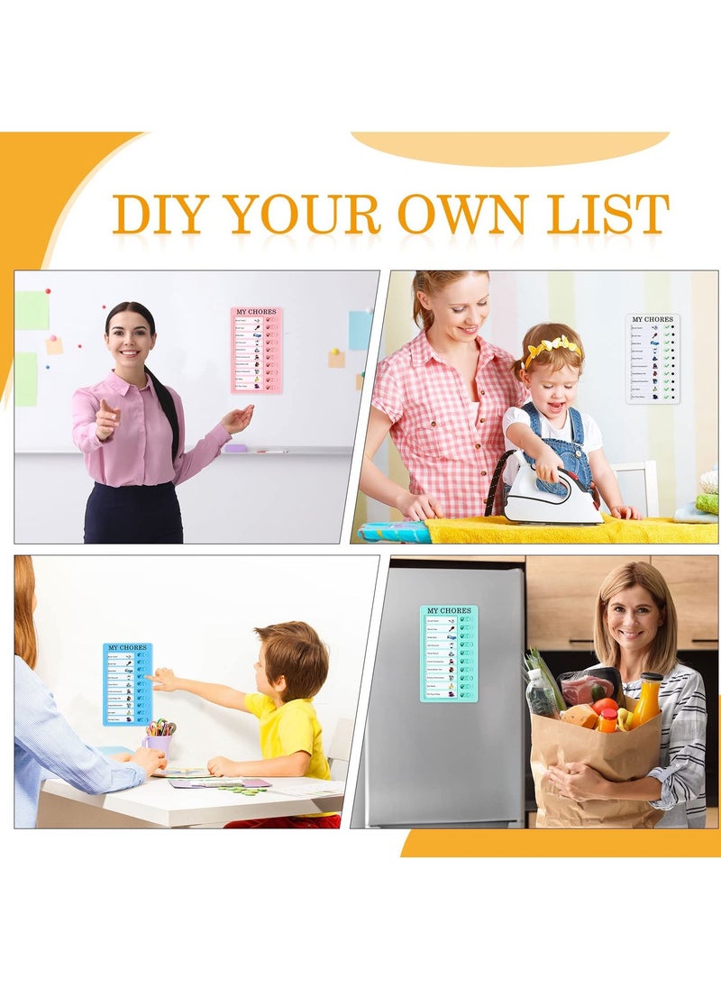 Homeosoobone - 4 Pcs Blank Chore Chart for Multiple Kids, Plastic Checklist Board with 10 Detachable Cardstock for Home Routine Planning (My Chores) - Image 1