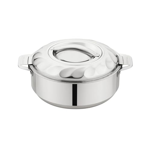 Tsumab Stainless Steel Casserole with Lid, 2.5 Liter, 20 cm Diameter, Double Wall Insulated Hotpot, Keeps Food Hot & Fresh, Durable Heavy Duty, Ideal for Roti, Rice, Curry, Biryani, Silver Finish - Image 1