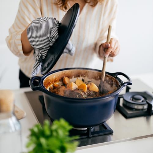 Emile Henry Made in France SUBLIME Ceramic 6 qt. Round Dutch Oven, Indigo - Image 5