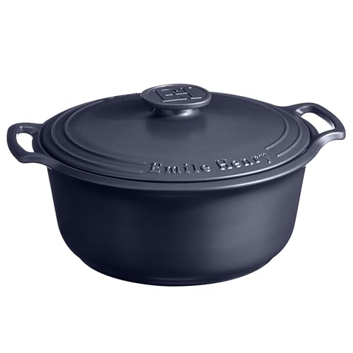 Emile Henry Made in France SUBLIME Ceramic 6 qt. Round Dutch Oven, Indigo - Image 1