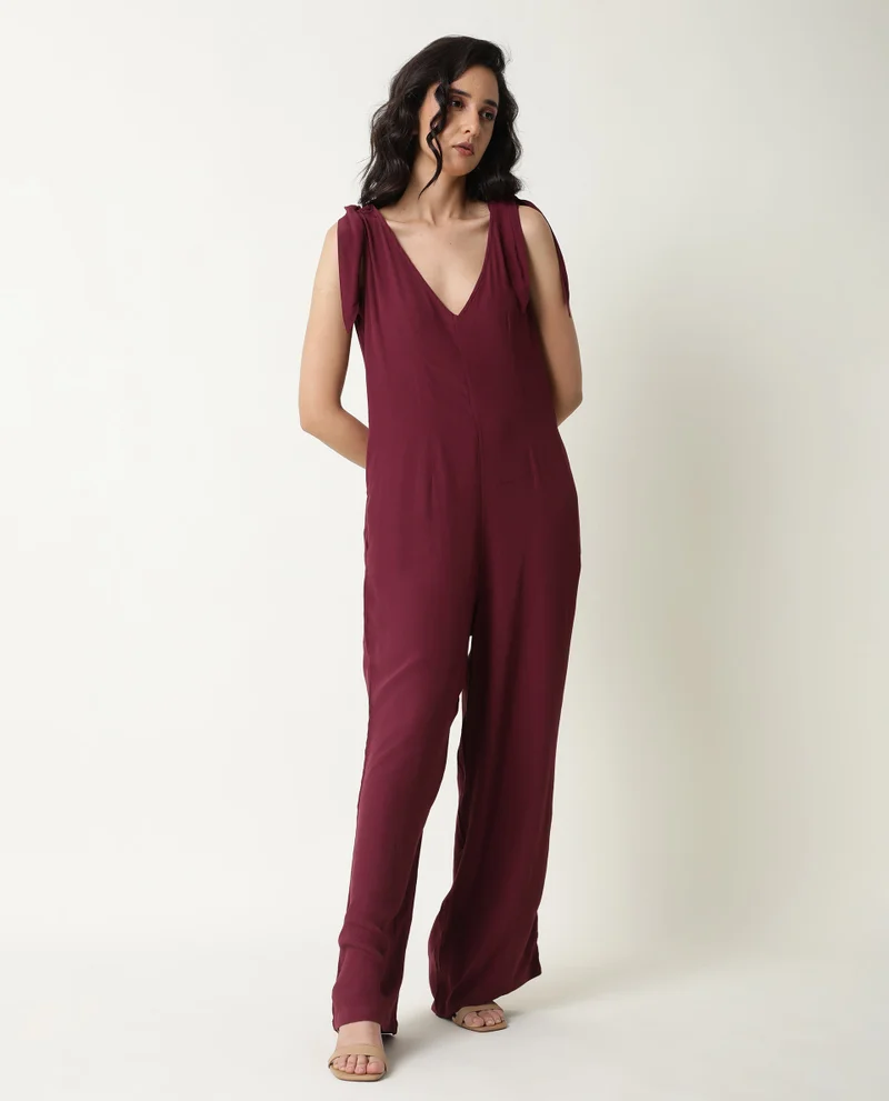 ريريزم Women's V Neck Relaxed Jumpsuit