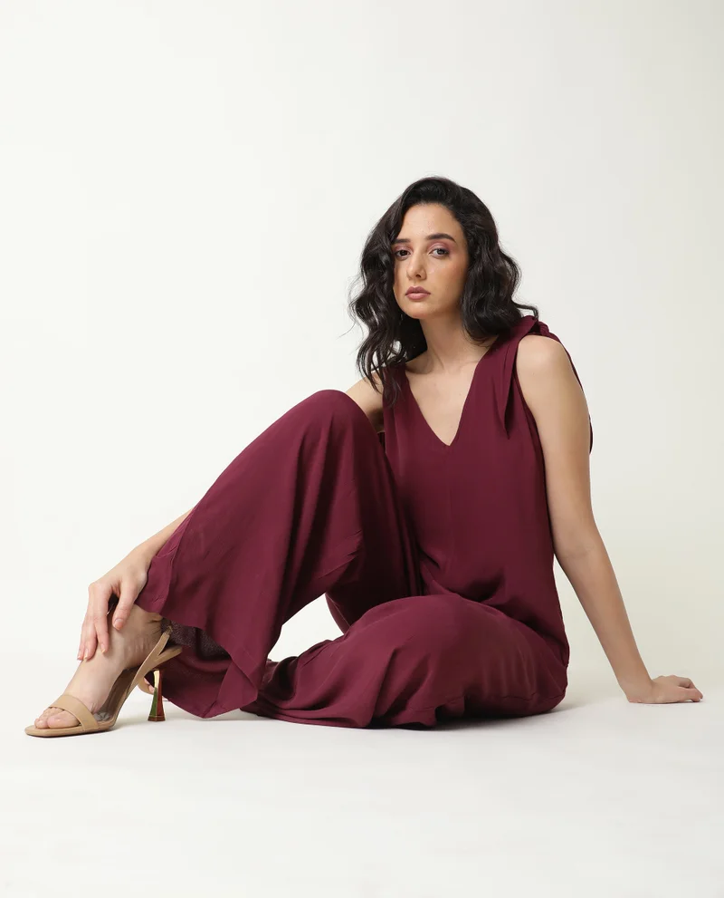 ريريزم Women's V Neck Relaxed Jumpsuit