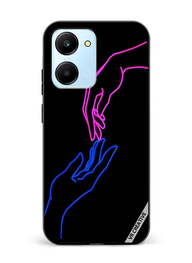 VR CREATIVE Protective Case Cover For Honor Play7T Hands In Neon Lights Design Multicolour - Image 1