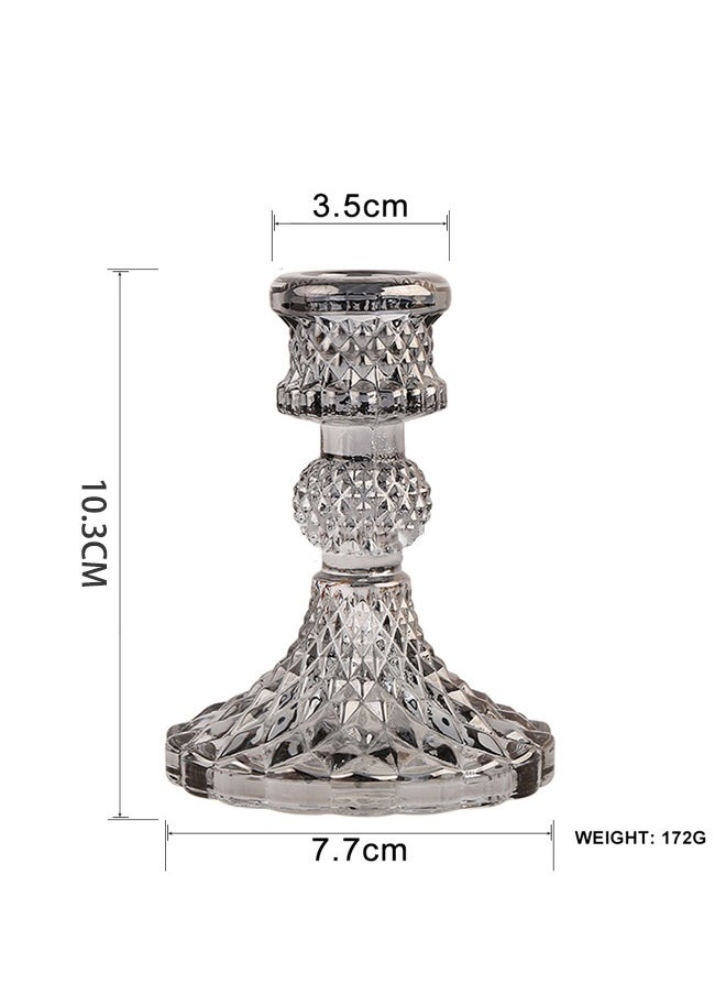 Quivlox - Taper Candle Holders Set of 2, Clear Glass Candlestick Holder Fit 0.8 Inch Candles, 4 Inch Tall Crystal Decorative Candle Stand Centerpiece for Table Wedding Dinning Party - Image 1