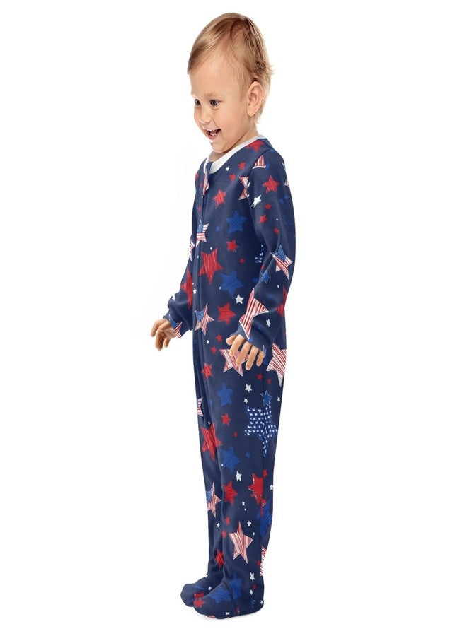 Dussdil Stars Memorial Patriotic Day Baby One-Piece Footies 4th Of July Independence Newborn Rompers Pajamas Cotton Jumpsuit Footed Pjs for Sleep Play Boys Girls 9M - Image 4