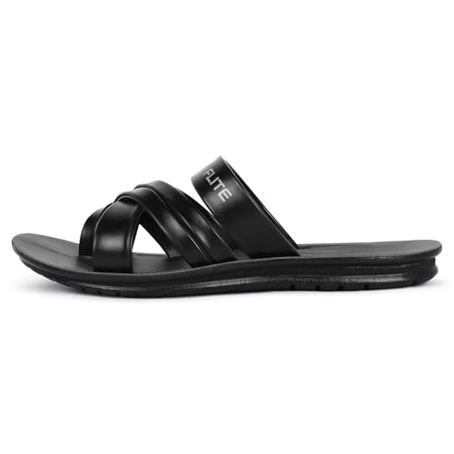 FLITE Men's Slippers/Sandals/Flats/Thong Slippers Ethnic Slippers for Boy's(Size 6 UK-10 UK) (Black, numeric_9) - Image 4