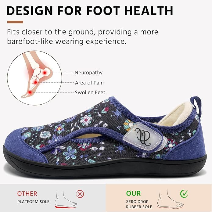 CJROSM Comfortable Wide Diabetic Shoes for Women Mes,Barefoot House Shoes Slippers for Women Indoor Outdoor,Adjustable Zero Drop Edema Shoe for Neuropathy, Breathable Nursing Shoe Wide Width Casual Sneakers - Image 5