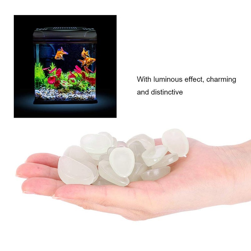 أحجار مضيئة في الظلام باللون الأصلي 100 قطعة - حصى مضيئة لتزيين الحدائق والأحواض المائية والممرات - Image 3