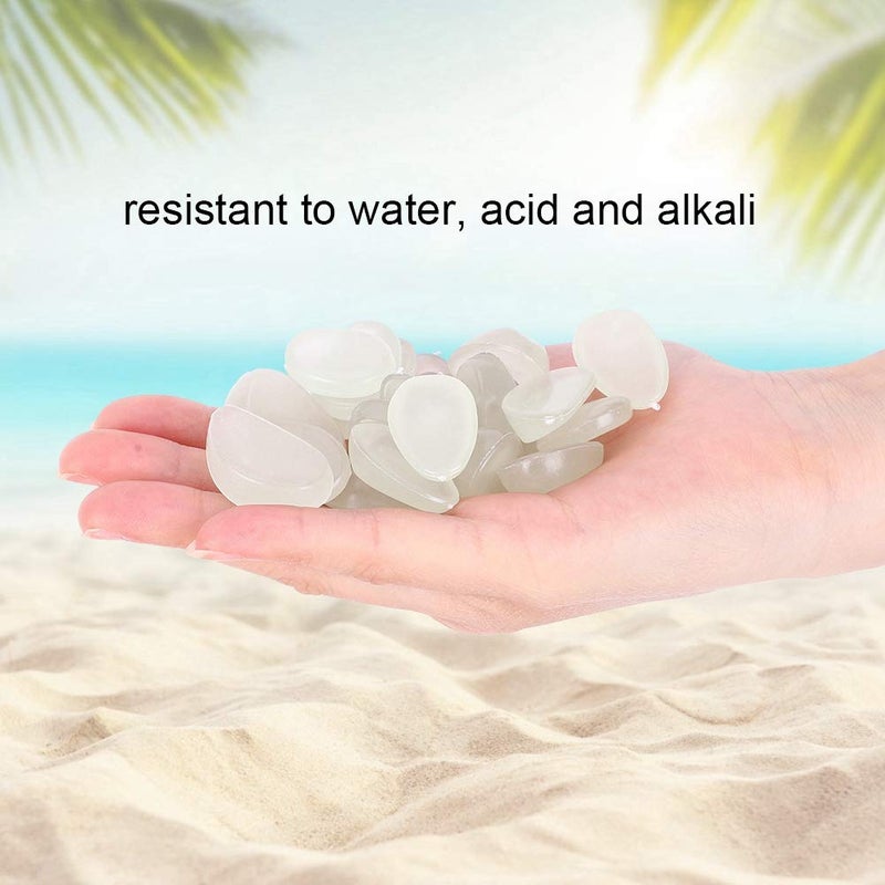 أحجار مضيئة في الظلام باللون الأصلي 100 قطعة - حصى مضيئة لتزيين الحدائق والأحواض المائية والممرات - Image 4