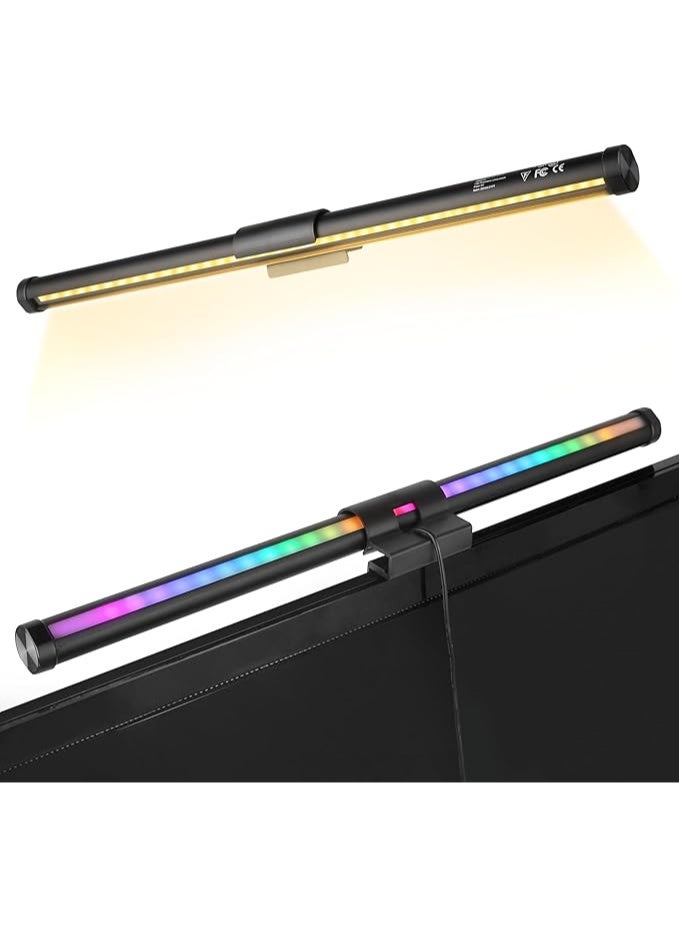 Monitor Light Bar 44CM Computer Screen Light Bar 5W RGB Mode 7 Colours USB Powered Gaming Desk Lamp3 Colour Temperature (3000K-6500K) and Brightness Adjustment For Home Indoor, Work, Study Lighting - Image 1