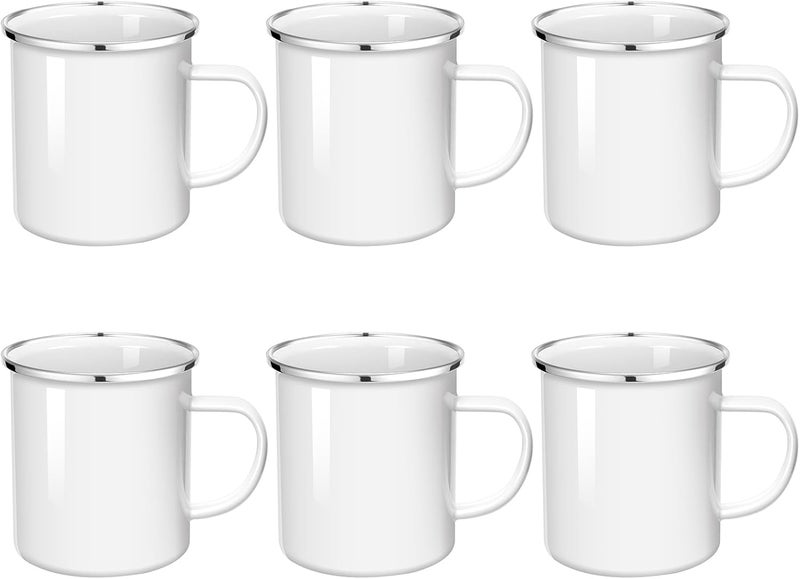 MAIKESUB 16oz Sublimation Enamel Mug Silver Rim Travel | 6 pcs 16oz sublimation blank enamel mug, silver rim, camping/travel/coffee, gift for holidays - Image 1