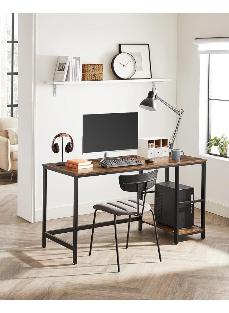VASAGLE Industrial Computer Desk with 2 Adjustable Shelves, Writing and Work Table for Home Office, Living Room, Study Room, Rust Brown Engineered Wood Top with Black Steel Frame, Compact and Sturdy 140 x 60 x 75 cm - Image 4