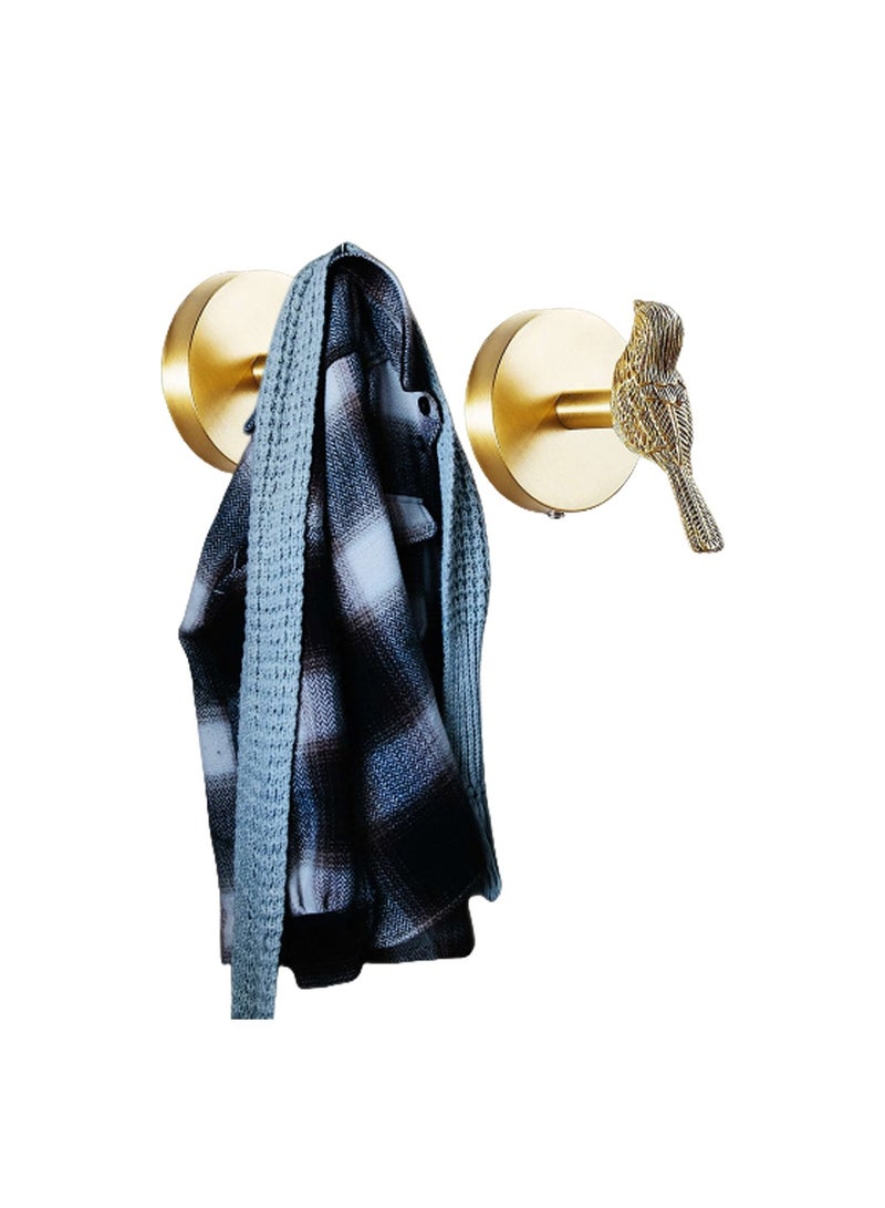 KASTWAVE Bird Shape Hooks, Brass Hooks, Gold BrassTowel Hooks,Brass Decorative Hooks, Gold Brass Coat Hooks Wall Mounted, Gold Brass Bird Coat Wall Hooks, Stainless Steel Brushed Brass Hooks - Image 1