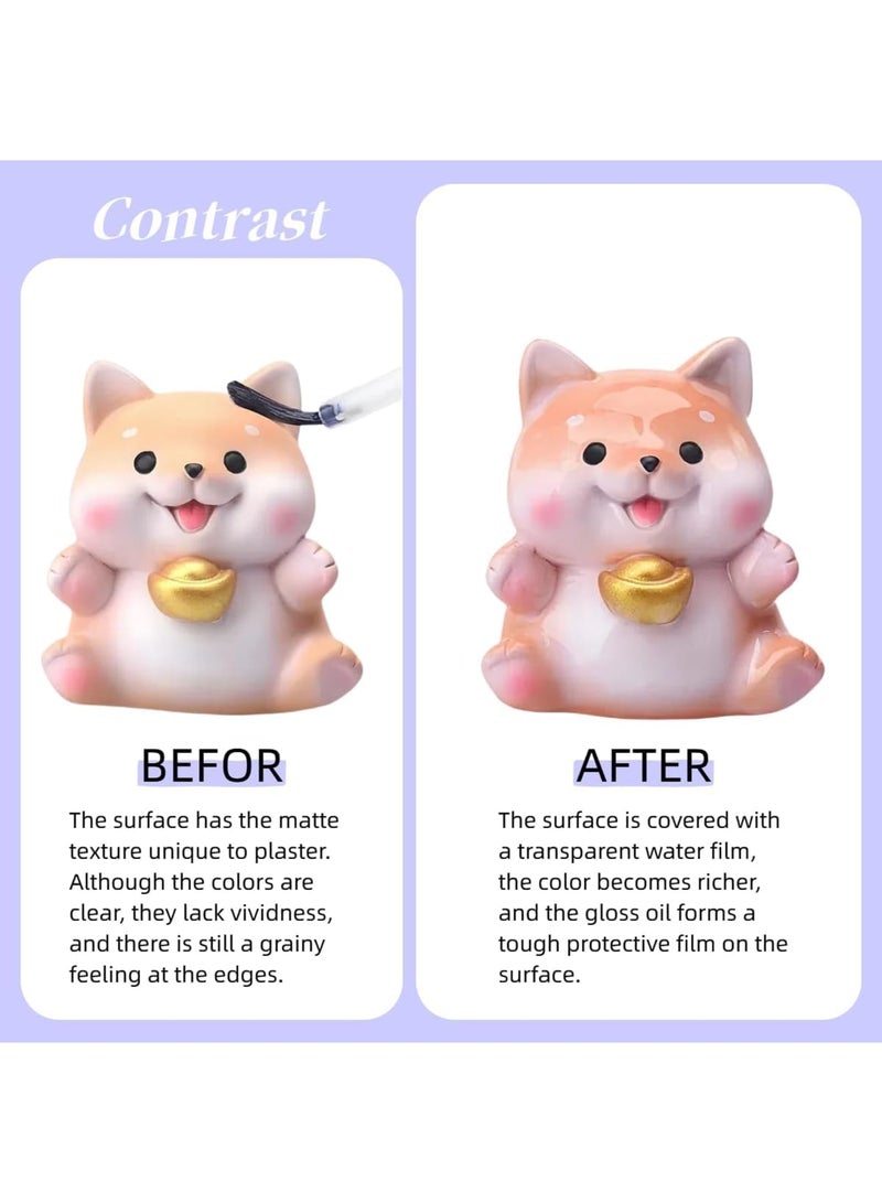 SYOSI ورنيش طين جاف، مادة مانعة للتسرب للطين الشفاف مع لمسة نهائية لامعة طبيعية، 60 مل طلاء مع 6 فرش للفخار والحرف اليدوية، سهل التطبيق كطبقة حماية للفنانين والهواة - Image 5