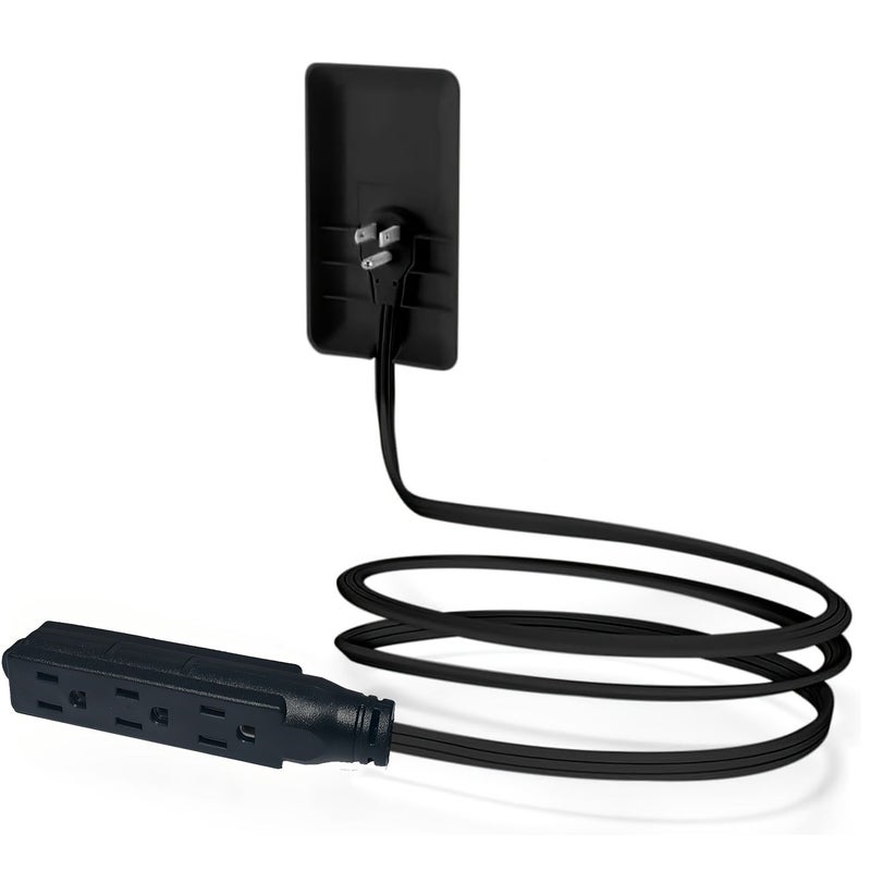 1 Pack Black Flat Plug Power Strip With Cover Thin 3 Ft Extension Cord Socket Extender 3 Outlets Universal For Kitchen Behind Furniture ETL Listed 16AWG - Image 3