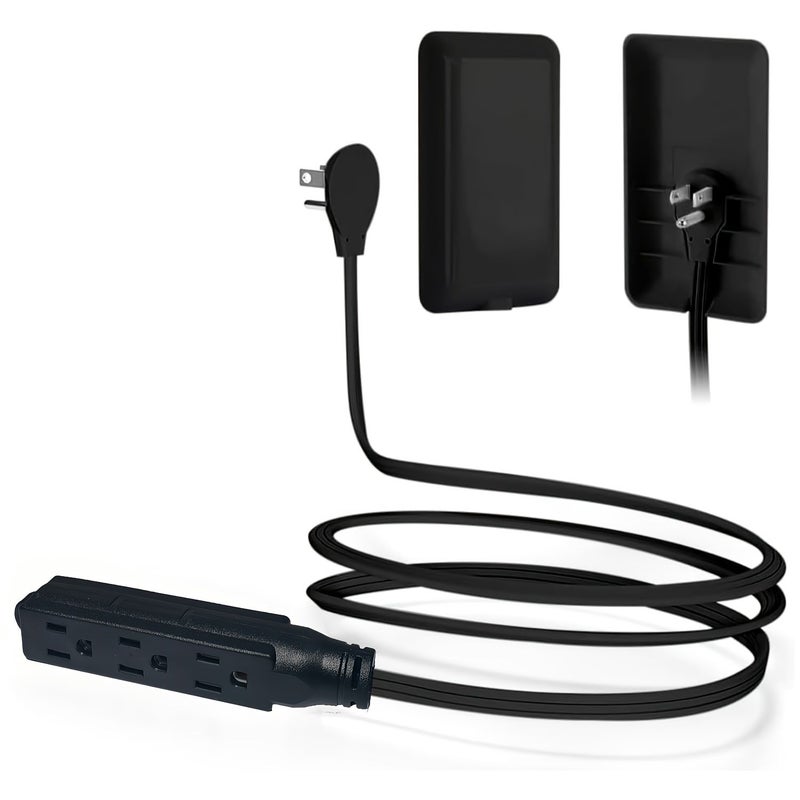 1 Pack Black Flat Plug Power Strip With Cover Thin 3 Ft Extension Cord Socket Extender 3 Outlets Universal For Kitchen Behind Furniture ETL Listed 16AWG - Image 5