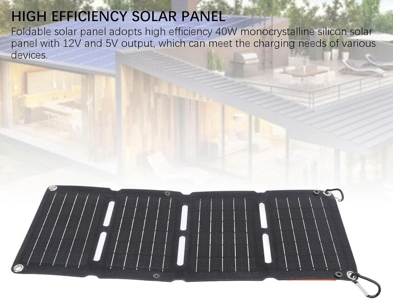 Ejoyous 40W Portable Solar Charger, USB Foldable Solar Charger with 4 Solar Panels for Phones, Power Banks, Tablets - Image 4