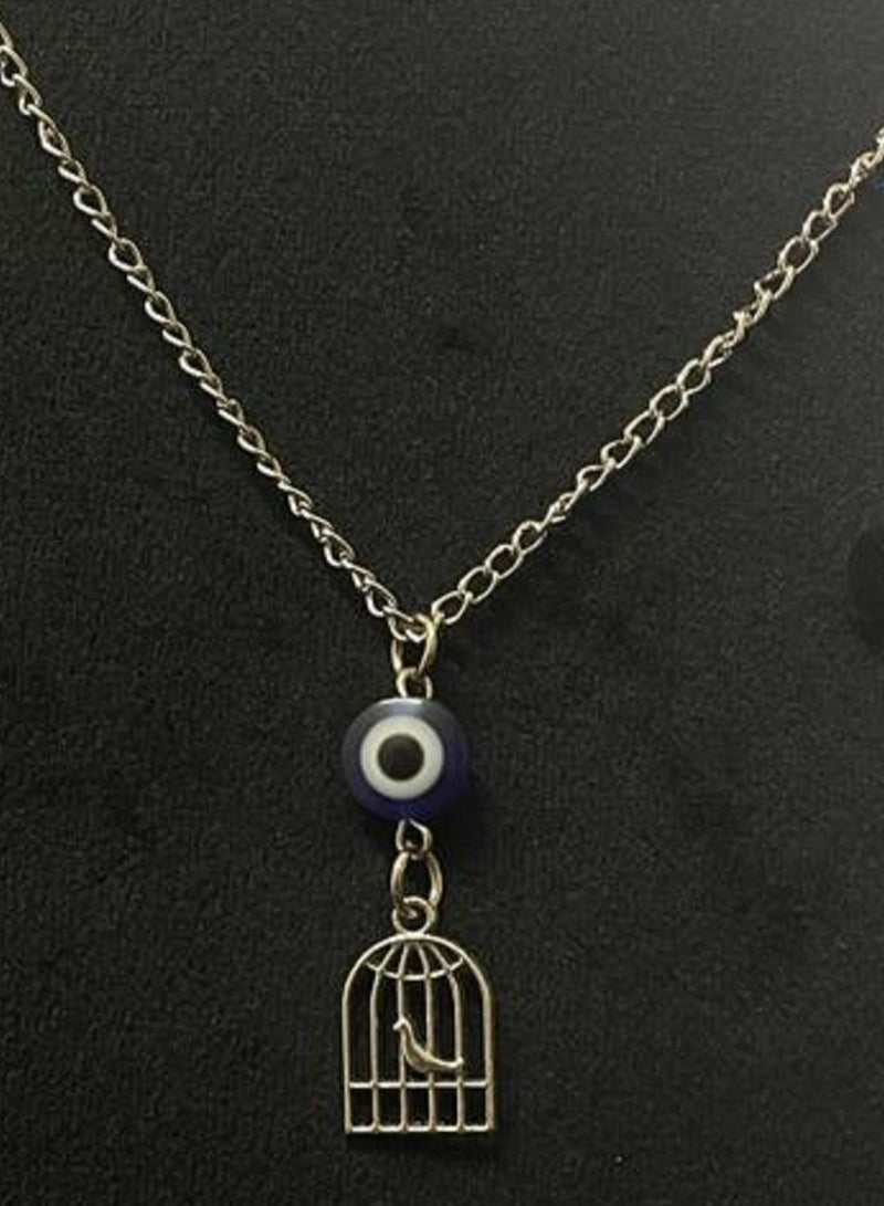 Blue Evil Eye With Birdcage Necklace - Image 2
