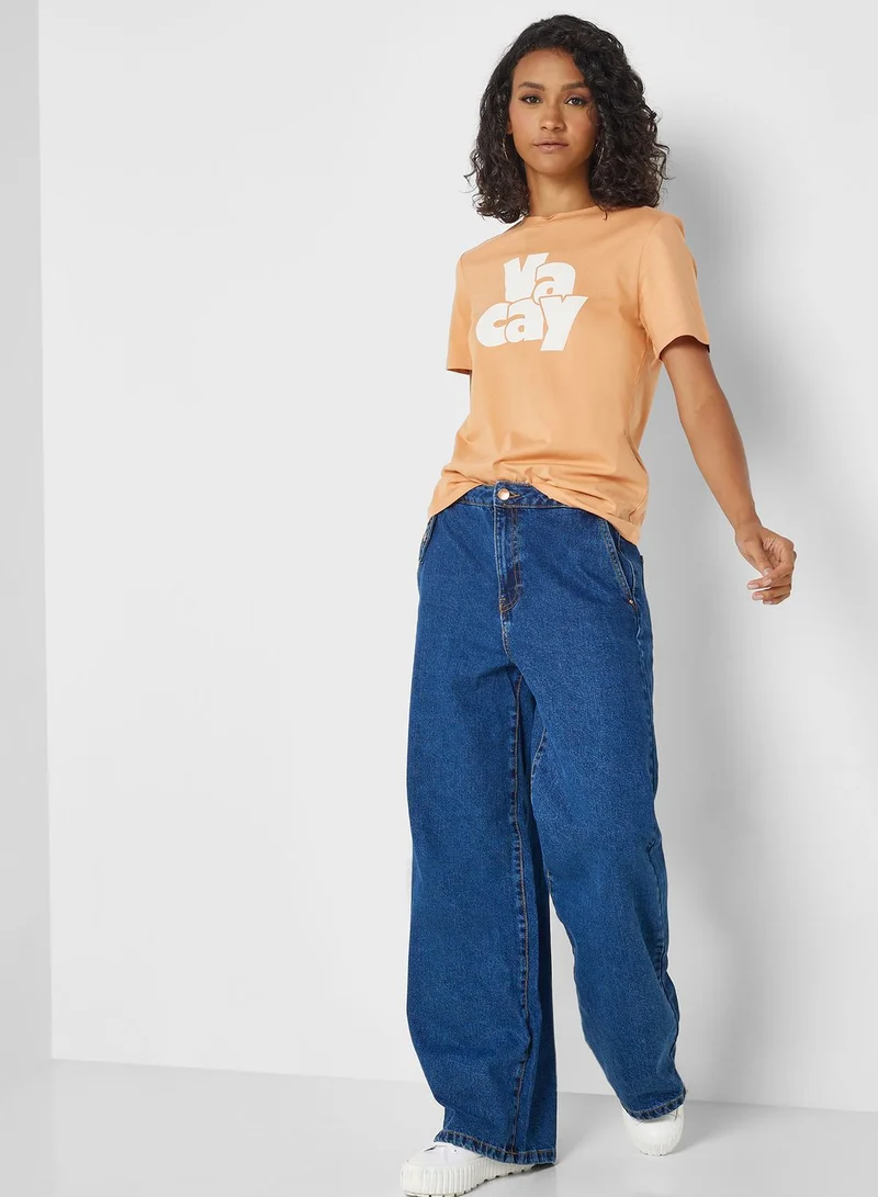 PIECES  Text Print T-Shirt for Women | Best Price UAE