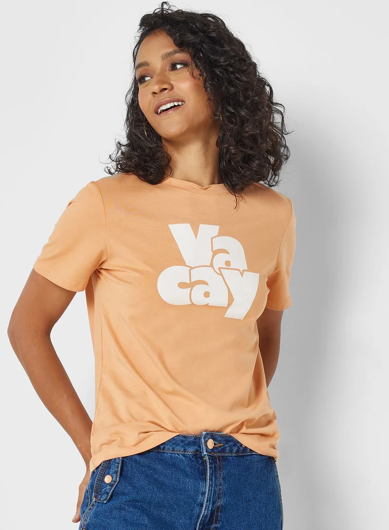 PIECES  Text Print T-Shirt for Women | Best Price UAE