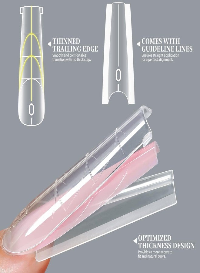 Cycullinyt Poly Nail Gel Sandwich Nail Form Dual System, 256PCS Coffin Reusable Top & Bottom Forms with Guide Lines & Side Locking Clips, 16 Sizes for Stable Apex Nail Extensions - Image 4