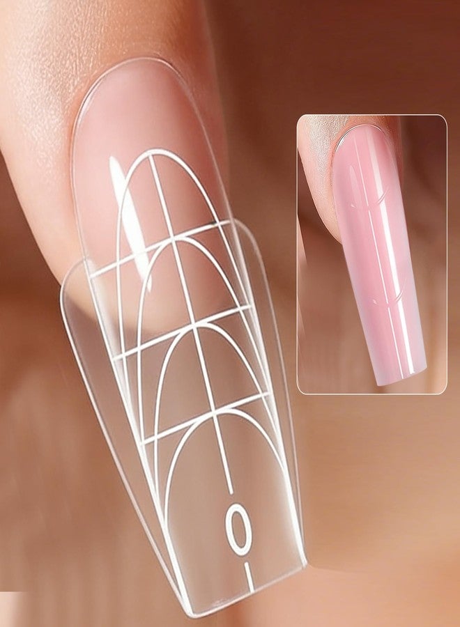 Cycullinyt Poly Nail Gel Sandwich Nail Form Dual System, 256PCS Coffin Reusable Top & Bottom Forms with Guide Lines & Side Locking Clips, 16 Sizes for Stable Apex Nail Extensions - Image 5