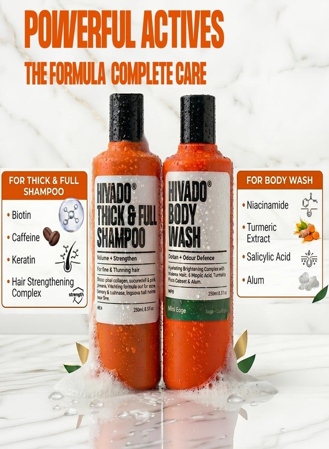 HIVADO Men’s Ultimate Shower Duo Pack 2×250ml | Body Wash & Thick & Full Shampoo Set | Biotin, Collagen & Aloe Vera | Hydrating Skin & Hair Thickening Formula | Sulfate-Free Daily Grooming Combo - Image 5