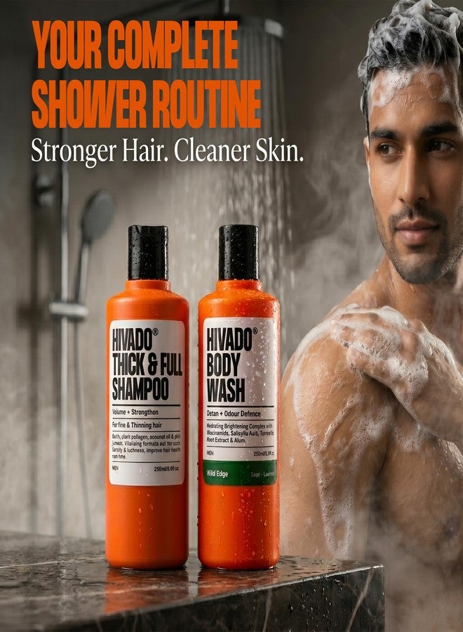 HIVADO Men’s Ultimate Shower Duo Pack 2×250ml | Body Wash & Thick & Full Shampoo Set | Biotin, Collagen & Aloe Vera | Hydrating Skin & Hair Thickening Formula | Sulfate-Free Daily Grooming Combo - Image 3