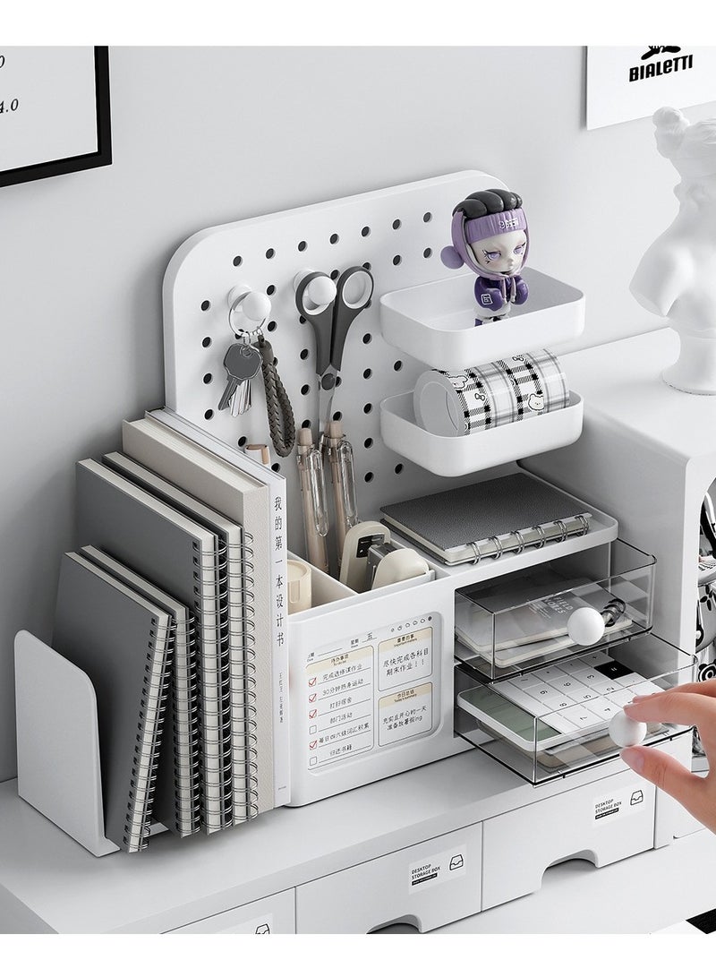 كيلا منظم سطح المكتب، منظم مستحضرات التجميل، منظم مكتب بسيط ومريح، صندوق تخزين أدوات مكتبية للمنزل والغرفة الدراسية والمكتب، أبيض - Image 1