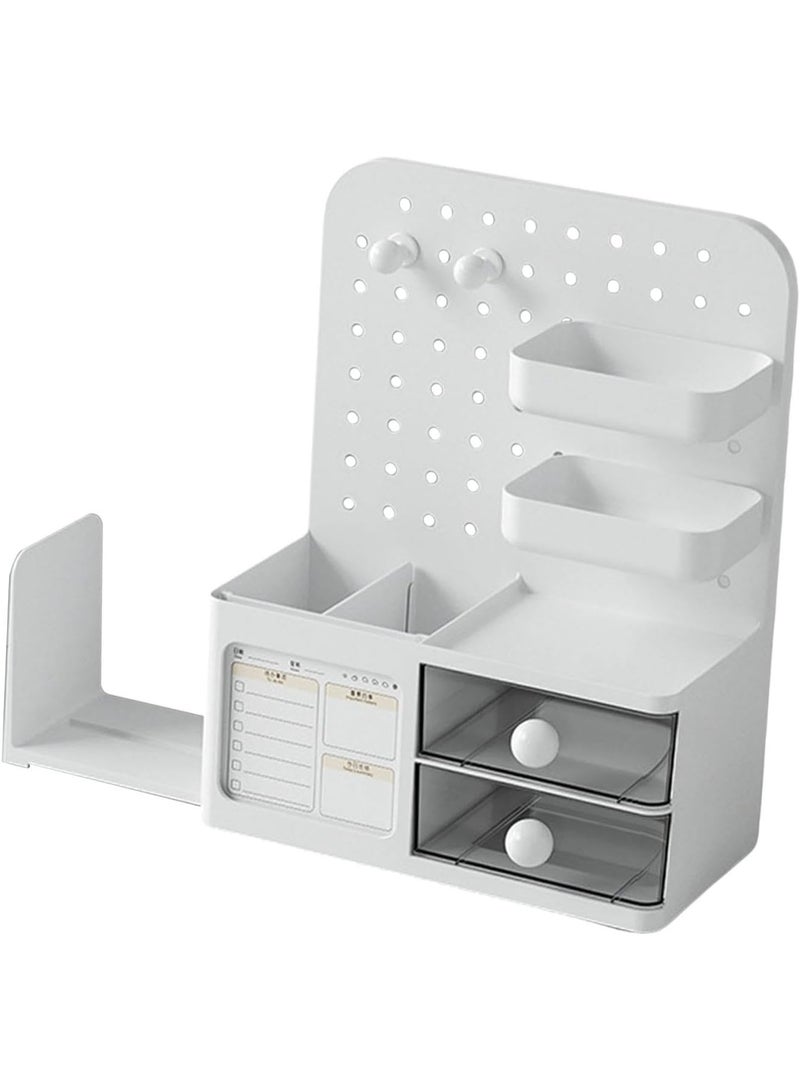 كيلا منظم سطح المكتب، منظم مستحضرات التجميل، منظم مكتب بسيط ومريح، صندوق تخزين أدوات مكتبية للمنزل والغرفة الدراسية والمكتب، أبيض - Image 2