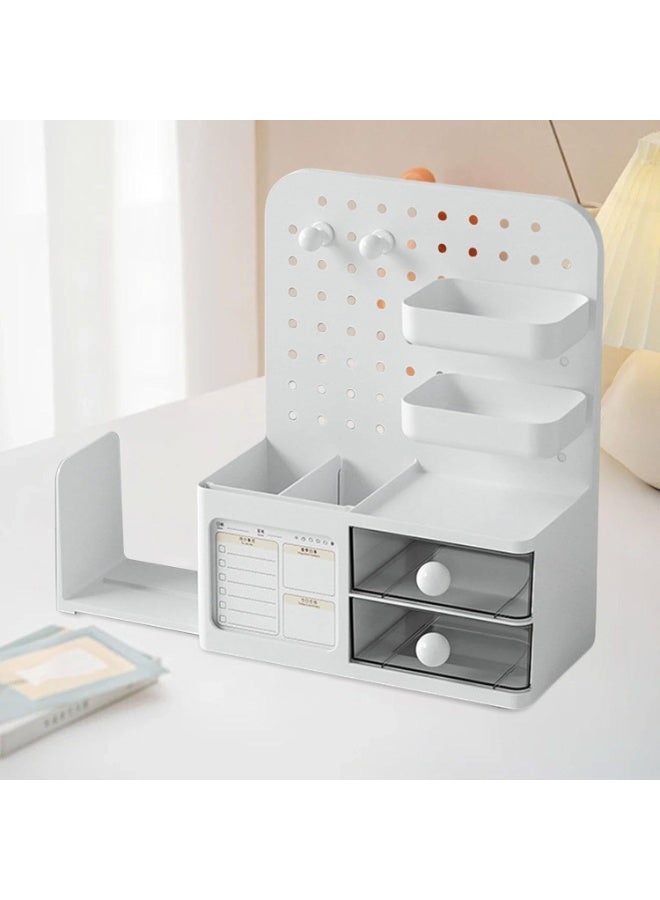 كيلا منظم سطح المكتب، منظم مستحضرات التجميل، منظم مكتب بسيط ومريح، صندوق تخزين أدوات مكتبية للمنزل والغرفة الدراسية والمكتب، أبيض - Image 3