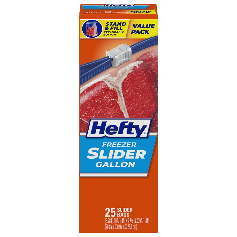 Hefty Slider Freezer Storage Bags Gallon Size 25 Count Pack of 9 225 Total