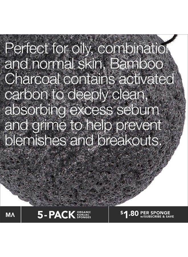 Minamul Konjac Exfoliating Organic Facial Sponge Set, Gentle daily face scrub/skincare, best bamboo activated charcoal, Safe for Oily, Dry, Combination or Sensitive skin, Makeup Remover, 5 pack - Image 3
