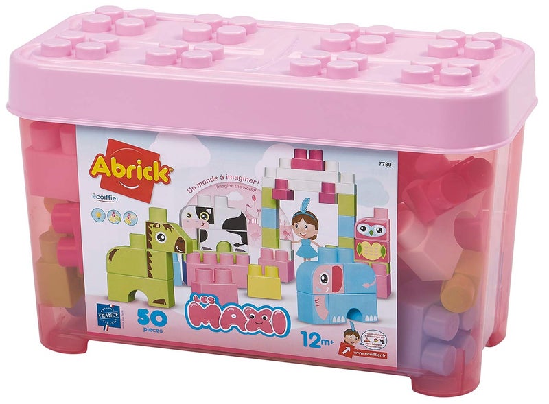 ecoiffier ECO7780 Children's Construction Game Abrick Maxi Animal Stacking Bricks, 50 Pieces