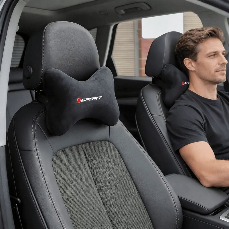 وسادة رأس السيارة السوداء المريحة دعامة ثلاثية الأبعاد للرقبة والكتف وسادة دعم عالمية المقاس - Image 5