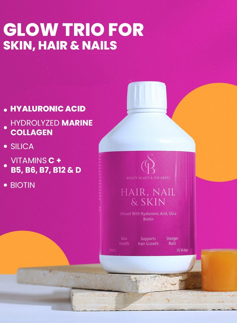 سوليمار بلوم Hair, Skin & Nails Glow Shot- مدعّم بـ البيوتين 5000 وكولاجين بحري- لشعر أقوى وبشرة أنعم وأظافر صحية- ٥٠٠ مل - Image 3
