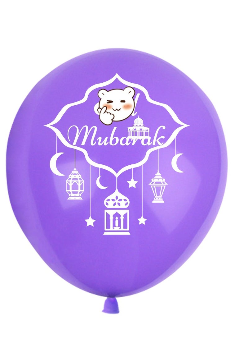 12 بالونة زينة على شكل قمر، بالونات زينة لمهرجان منتصف الخريف، زينة لمناسبات رمضان (3من كل من اللون الأرجواني والذهبي والأزرق والأسود) - Image 4