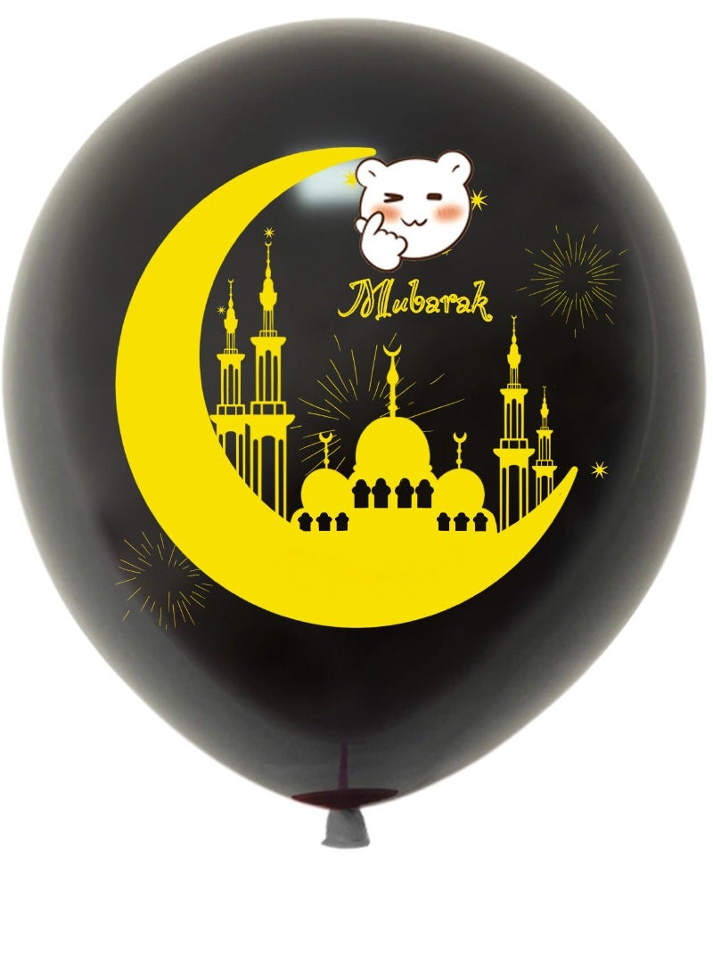 12 بالونة زينة على شكل قمر، بالونات زينة لمهرجان منتصف الخريف، زينة لمناسبات رمضان (3من كل من اللون الأرجواني والذهبي والأزرق والأسود) - Image 5