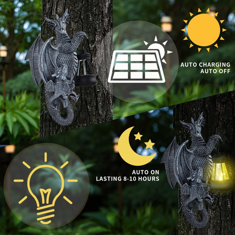Solar Wall Mount Dinosaur Outdoor Light for Home Garden Decor Animal Statue Luminous Wall Lamp - Image 4
