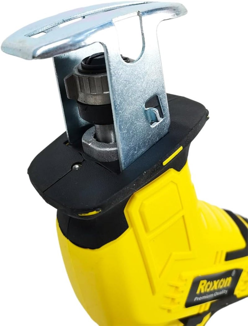 منشار ترددي ممتاز R0X0N 21 فولت مع بطاريتين ليثيوم أيون وشاحن وملحقات، شوط 28 مم، سعة القطع: 115 مم (خشب)، 5 مم (معدن) ضمان لمدة عامين - Image 3